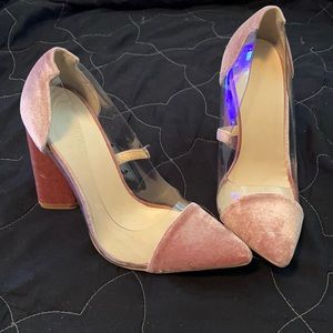 Velvet pink heels